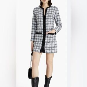 Maje Black Blue and White Tweed Dress